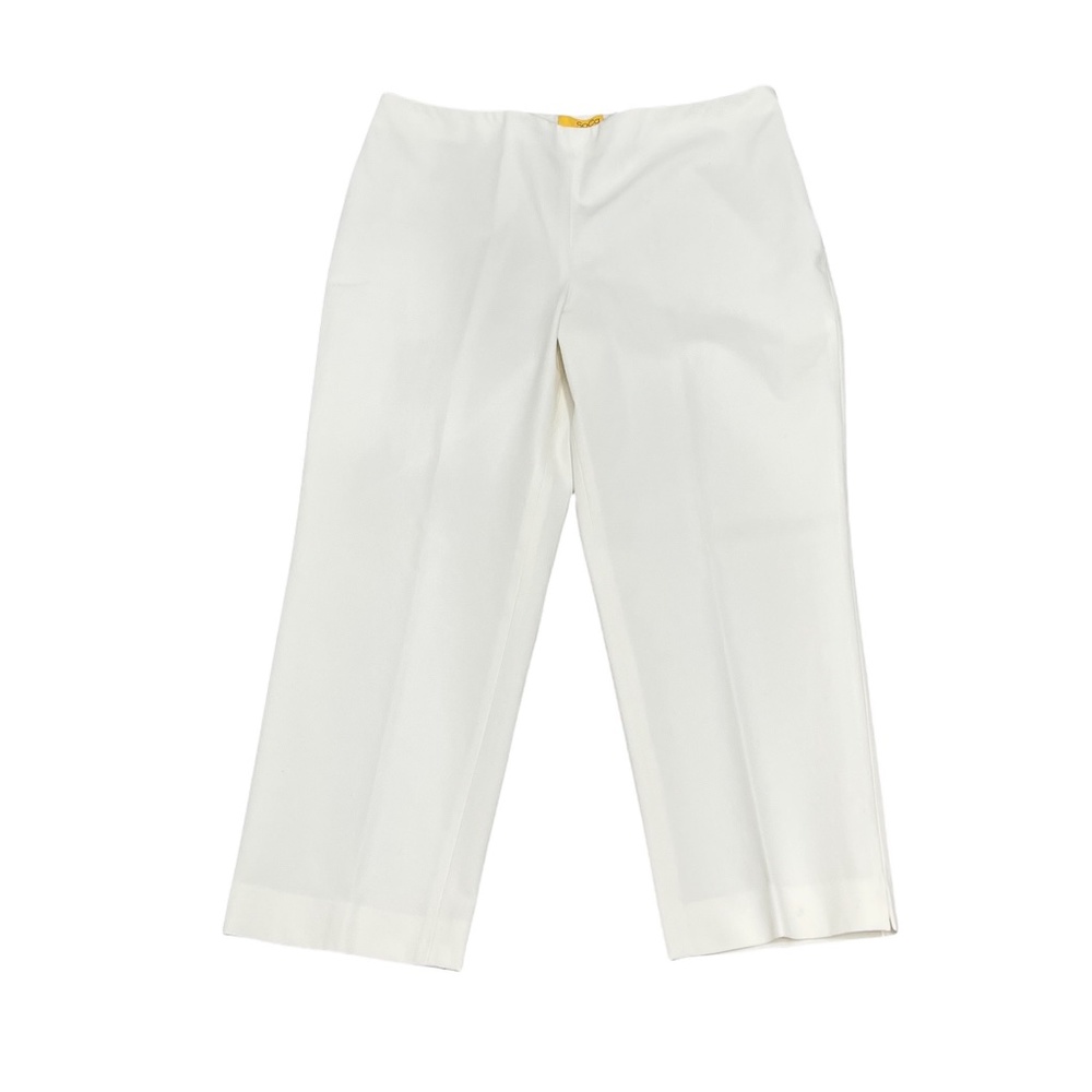 SOCA BY ST JOHN BRIGHT WHITE ANGELA CROPPED SIDE ZIP PANTS